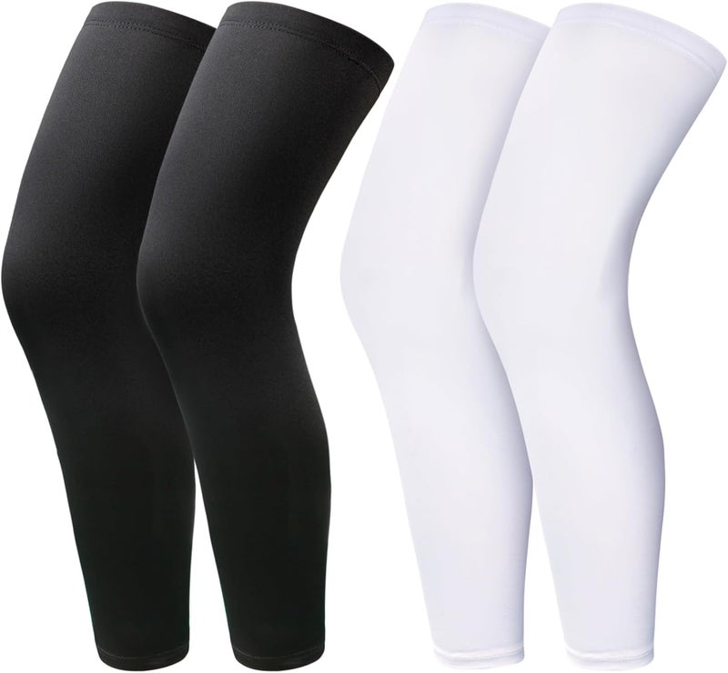 Cabaubl 2 Pairs Leg Sleeves,Full Length Leg Compression Sleeve,Sports Long Knee Sleeve with Anti-slip Silicone Strips - Image 1